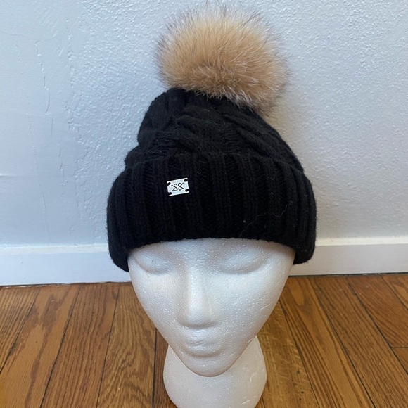 Soia & Kyo Wool Blend Knit Hat with Real Fox Fur Pom Pom - Picture 2 of 7